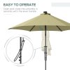 Outsunny 3(m) Cantilever Parasol with Solar LED and Easy Lever, Garden Parasol Umbrella with Cross Base and Waterproof Cover, Outdoor Sun Shades, Beige