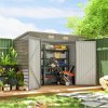 Outsunny 8 x 4FT Garden Shed, Galvanised Metal Shed, Easy to Assemble, Outdoor Tool Storage Shed with Pent Roof, Lockable Door and 2 Vents, Light Grey