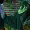 HOMCOM 6ft Outdoor Halloween Decoration Witch, Standing Witch Prop Life Size with Sound and Motion Activated, Light Up Eyes Magical Heart, Talking Sound, Posable Arms, Moving Head