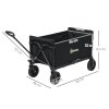 Outsunny 120L Festival Trolley on Wheels, Folding & Compact Camping Trolley Cart with Adjustable Handle for Garden, Beach, Fishing, Black