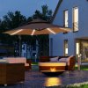 Outsunny 3(m) Cantilever Banana Parasol Hanging Umbrella with Double Roof, LED Solar lights, Crank, 8 Sturdy Ribs and Cross Base for Outdoor, Garden, Patio, Coffee