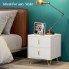 HOMCOM Modern 2 Drawer Dresser, Fluted Bedroom Dresser Chest of Drawers with Metal Legs and Steel Handles for Bedroom, White