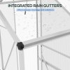 Outsunny 6 x 2.5ft Polycarbonate Greenhouse, Walk-In Green House with Sliding Door, 5-Level Roof Vent, Rain Gutter, Garden Plants Grow House with Aluminium Frame and Foundation, Silver