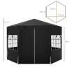 Outsunny 4m Hexagonal Gazebo Canopy Party Tent with 6 Removable Side Walls for Outdoor Event with Windows and Doors, Black