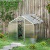 Outsunny 6 x 8ft Polycarbonate Greenhouse with Rain Gutters, Large Walk-In Green House with Door and Window, Garden Plants Grow House with Aluminium Frame and Foundation