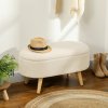 HOMCOM Ottoman Storage Bench, Padded Bedroom Bench with Storage and Lid, Foot Stool for Hallway, Living Room, Cream White