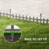Outsunny Decorative Garden Fencing, 4PCs Outdoor Fence Panels, Wooden Landscape Flower Bed Border Edging, Grey