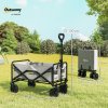 Outsunny 90L Festival Trolley on Wheels, Folding Camping Trolley Cart with Adjustable Handle, Portable for Outdoor, Garden, Shopping, Fishing, Dark Grey