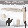 Outsunny 3M Cantilever Parasol, Hanging Garden Umbrella Sun Shade with 360 Rotation, Aluminium Frame, Cross Base, Hand Crank, Beige
