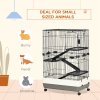 PawHut 4-Level Small Animal Cage, Indoor Bunny House, for Ferrets, Chinchillas w/ Wheels, Slide-Out Tray, Black, 81 x 52.5 x 114 cm