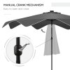 Outsunny 3(m) Garden Parasol Umbrella with 32 Solar LED Lights and Tilt, Outdoor Market Table Umbrella Sun Shade Canopy with Crank, 8 Ribs, Dark Grey