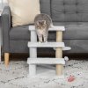 PawHut Pet Stair, Cat Tree with 3-step Climb Ladder, Scratching Posts, Platforms, Toy Ball, for Indoor Elderly Cats Kittens, White