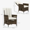 Outsunny Rattan Garden Recliner Chair, Wicker Reclining Armchair with Adjustable Backrest and Cushion, Outdoor Lounge Sun Lounger with Armrests for Patio Balcony Porch, Cream White