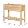 Outsunny Wooden Raised Garden Bed Plant Stand Outdoor Tall Flower Bed Box with Clapboard, Nature Wood Color 100 x 40 x 84cm