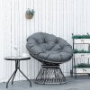 Outsunny 360 Swivel Rattan Papasan Moon Bowl Chair Round Lounge Garden Wicker Basket Seat with Padded Cushion Oversized for Outdoor Indoor, Grey