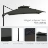 Outsunny 2.7 x 2.7(m) Cantilever Parasol with Aluminium Frame, Crank and Tilt, 360-Degree Rotation, Double Top Garden Umbrella with Base and Cover, Dark Grey