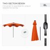 Outsunny 3(m) Garden Parasol Umbrella with 32 Solar LED Lights and Tilt, Outdoor Market Table Umbrella Sun Shade Canopy with Crank, 8 Ribs, Orange