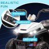AIYAPLAY Kids Quadbike, 12V Electric Ride on ATV with 4 Wheels Spring Suspension, LED Light, Music, MP3, 5KM/H Battery Powered, for Ages 3-5 Years, White