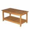 Outsunny Wooden Garden Coffee Table, Outdoor Side Table with Bottom Storage Shelf for Patio, Deck, Lawn, Garden, 90 x 45 x 43 cm, Teak