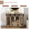 PawHut Dog Crate Furniture for Large Dog, Double Dog Cage for Small Dogs with Divider, Sliding Doors - Oak Tone