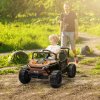AIYAPLAY Kids Ride on Car, 12V Battery Powered Electric Truck with Remote Control, 4 Suspension Wheels, Horn, Lights, Music, USB, for Ages 3-5 Years, Brown