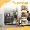 PawHut Dog Gate Wide Stair Gate w/ Door Pressure Fit Pets Barrier for Doorway, Hallway, 76H x 75-115W cm - Black