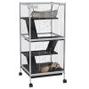 PawHut Small Animal Cage with Wheels Pet Home for Chinchillas Ferrets Kittens, with Hammock, 4 Platforms, Removable Tray, Light Grey