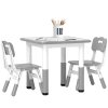AIYAPLAY Kids Table and Chair Set, 3 Pcs Height Adjustable Activity Table Set with 2 Chairs, Easy to Wipe Arts & Crafts Table, for Classrooms, Daycares, Homes - Grey