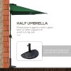 Outsunny 3(m) Half Parasol, Semi Round Umbrella with Metal Frame, Crank Handle for Balcony, Garden, Green