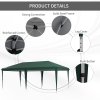 Outsunny Pop Up Gazebo 3 x 6m, Foldable Canopy Tent, Height Adjustable Wedding Awning Canopy w/ Carrying Bag, Green