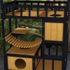 PawHut Outdoor Cat House Wooden Cat Shelter, 4 Tier with Suspension Bridge, Balcony, Escape Doors Water-Resistant Roof, for 1-2 Cats