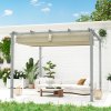 Outsunny 3 x 3(m) Garden Pergola with Retractable Roof Canopy and Wood Grain Aluminium Frame, Outdoor Gazebo Pergola Kit, UPF30+ Sun Shade Shelter for Deck, Porch, Grey