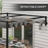 Outsunny 2 x 3(m) Lean To Pergola with Retractable Roof, Wall Mounted Garden Gazebo Outdoor Sun Shade Shelter for Patio, Deck, Dark Grey