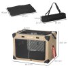 PawHut Foldable Pet Carrier for Small and Miniature Dogs, Portable Cat Carrier Soft Side Pet Travel Crate with Removable Mat, Breathable Mesh - 65 x 45 x 45 cm