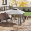 Outsunny 3(m) x 3(m) Garden Gazebo, Double Roof Outdoor Gazebo Canopy Shelter with Netting, Solid Steel Frame, for Garden, Lawn and Deck, Light Grey