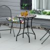 Outsunny 60 cm Mosaic Garden Table, Small Round Outdoor Side Table with Ceramic Top, Plant Stand for Patio, Balcony, Black
