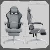HOMCOM Ergonomic High Back Gaming Chair for Adults, Printed Velvet Computer Recliner Chair with Footrest, Lumbar Support, Adjustable Height and 360 Swivel Seat for Office or Gaming, Grey