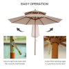 Outsunny 2.7 m Garden Parasol Umbrella, Double Tier Garden Umbrellas Outdoor Sun Umbrella Sunshade Bamboo Ribs, Beige