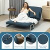 HOMCOM 2 Seater Sofa Bed, Click Clack Convertible Bed Settee, Modern Velvet Feel Fabric Sofa with 2 Cushions for Living Room, Bedroom, Guest Room, Navy Blue