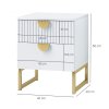 HOMCOM Bedside Table, Bedside Cabinet with 2 Drawers, Modern Side Table with Storage for Bedroom, Living Room, White