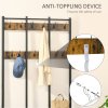 HOMCOM Coat Rack Stand, Free Standing Hall Tree, Coat Stand with Hooks, Bench and Shoe Rack, 100cm x 40cm x 184cm, Industrial Style, Rustic Brown and Black