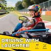 HOMCOM 24V Electric Go Kart for Kids, Drifting Ride-On Racing Go Kart with Slow Start, Music, Horn Honking and Safety Belt, for 8-12 Years Old, Blue