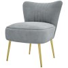 HOMCOM Armless Accent Chair, Upholstered Velvet Lounge Chair with Gold Tone Steel Legs for Bedroom, Living Room, Grey