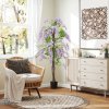 HOMCOM Artificial Wisteria Flower, Tall Fake Plant with 756 Leaves and 54 Flowers in Pot, Decorative Artificial Plant for Home Indoor Decor, 180 cm, Purple