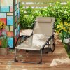 Outsunny Folding Sun Lounger with Side Table, 5-Level Adjustable Reclining Sun Lounger Chair, Portable Garden Recliner Sunbed with Side Pocket, Head Pillow for Patio, Beach, Beige