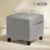 HOMCOM Square Footstool, Small Ottoman with Side Pocket, Linen Fabric Footrest Foot Stool with Rubber Wood Legs and Padded Seat for Living Room, Bedroom, Entryway, 35 x 35 x 35cm, Light Grey