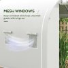 Outsunny 3 x 2 m Polytunnel Greenhouse with Zipped Roll-up Door and Mesh Windows, Walk-in Greenhouse with PE Cover and Galvanised Steel Frame, White