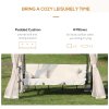 Outsunny 3 Seater Convertible Swing Chair, Outdoor Gazebo Swing Seat Bed with Double Tier Canopy, Cushioned Seat, Mesh Sidewalls and Curtains, Beige