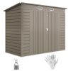 Outsunny 8 x 4FT Garden Shed, Galvanised Metal Shed, Easy to Assemble, Outdoor Tool Storage Shed with Pent Roof, Lockable Door and 2 Vents, Light Grey