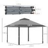 Outsunny 4 x 4m Pop-up Gazebo Double Roof Canopy Tent with UV Proof, Roller Bag & 3-Level Height Adjustable Outdoor Party, Steel Frame, Grey